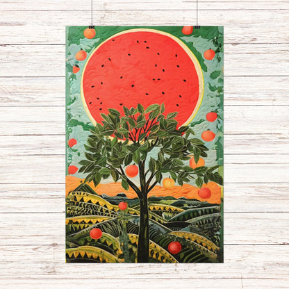 Orchard of Hope, Palestine Artwork, Watermelon, Jaffa Oranges, Farm, Wall Print Art, Home Decor, #Ceasefire, Free Palestine, Poster