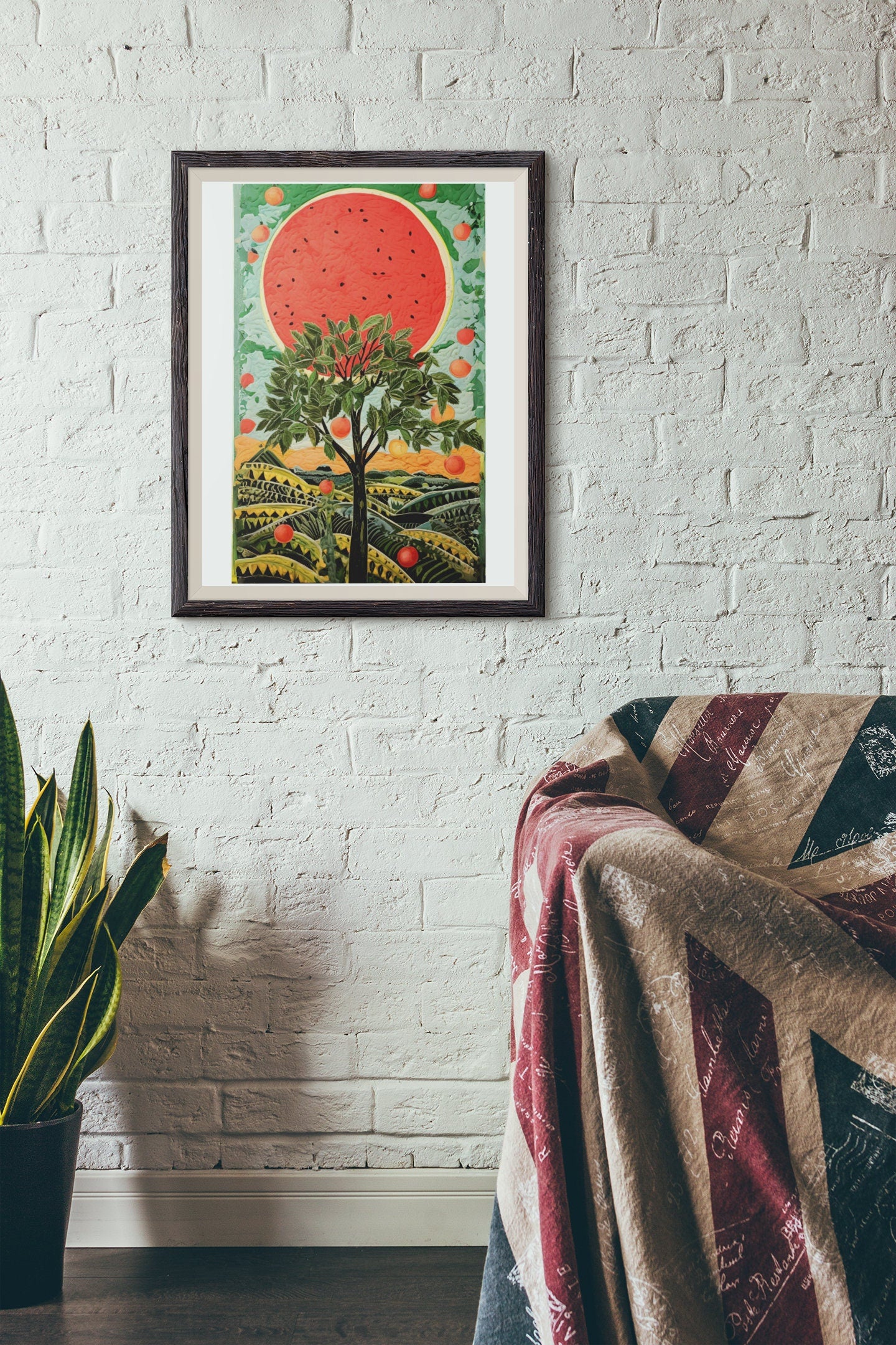 Orchard of Hope, Palestine Artwork, Watermelon, Jaffa Oranges, Farm, Wall Print Art, Home Decor, #Ceasefire, Free Palestine, Poster