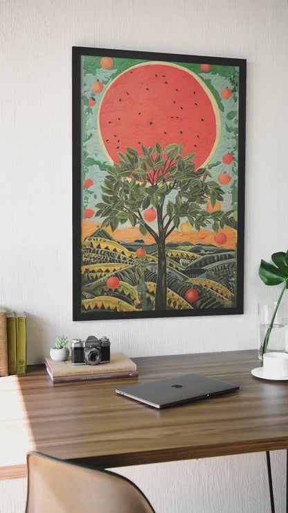 Orchard of Hope, Palestine Artwork, Watermelon, Jaffa Oranges, Farm, Wall Print Art, Home Decor, #Ceasefire, Free Palestine, Poster